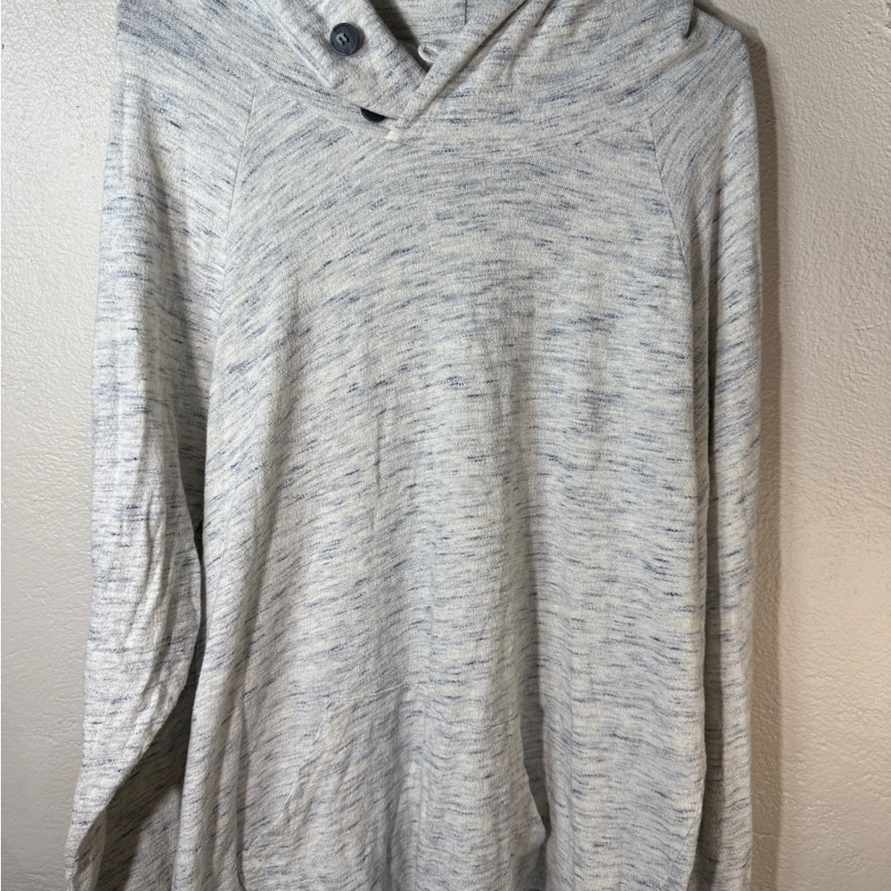 Sol Angeles Light Gray cowelneck Sweater, long sleeved, navy blue buttons- XL